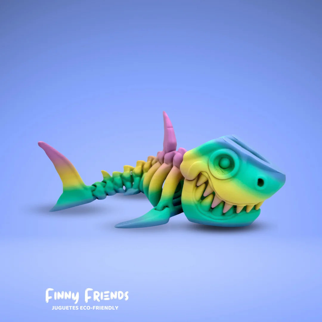 Figura 3D de Dinosaurio Tiburón vista lateral, juguete ecológico impreso en Mallorca