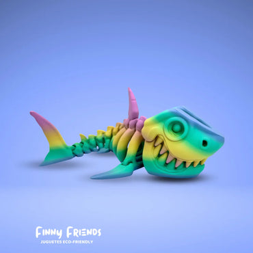 Figura 3D de Dinosaurio Tiburón vista lateral, juguete ecológico impreso en Mallorca