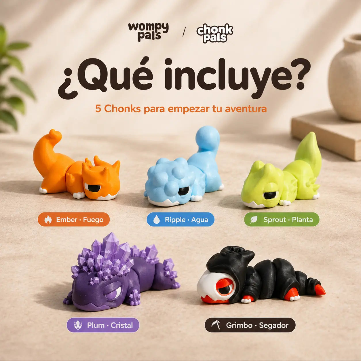 Pack Starter Chonk Pals set figuras PLA vegetal Mallorca