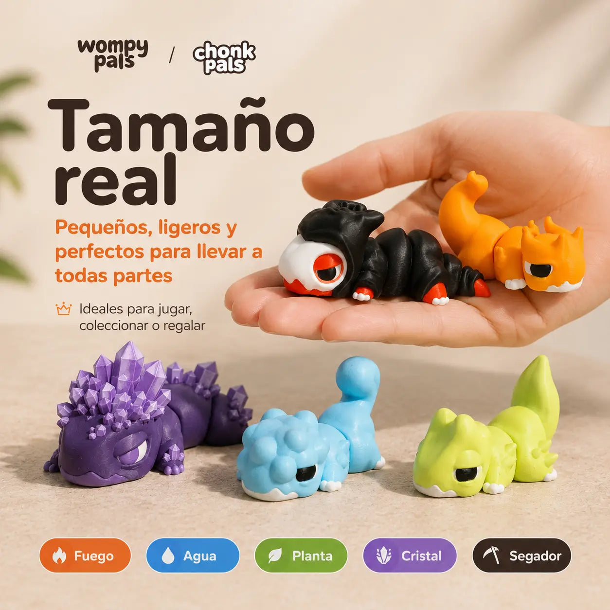 Pack Starter Chonk Pals set figuras articuladas biodegradables