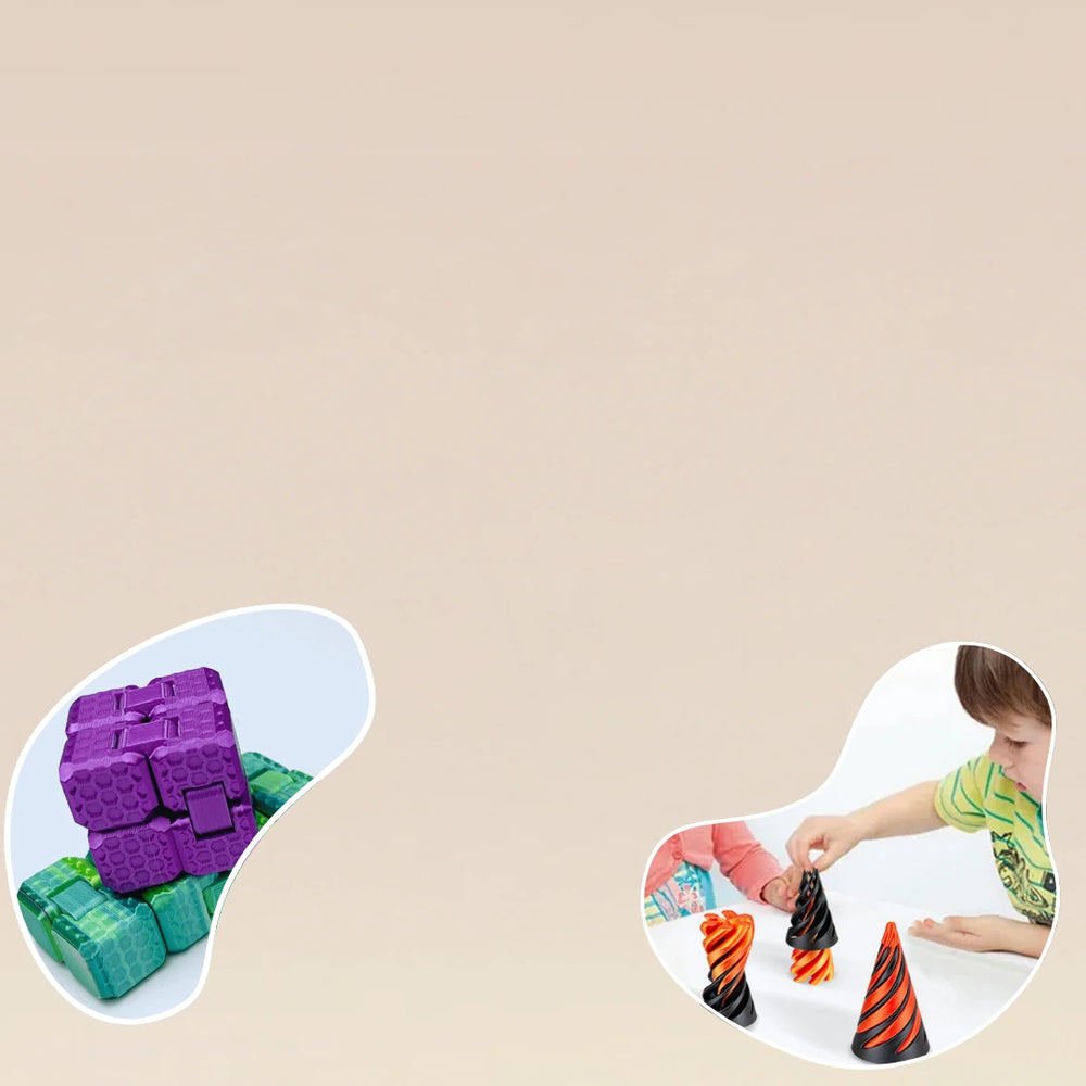 Juguetes fidget 3D antiestrés portátiles en colores vivos
