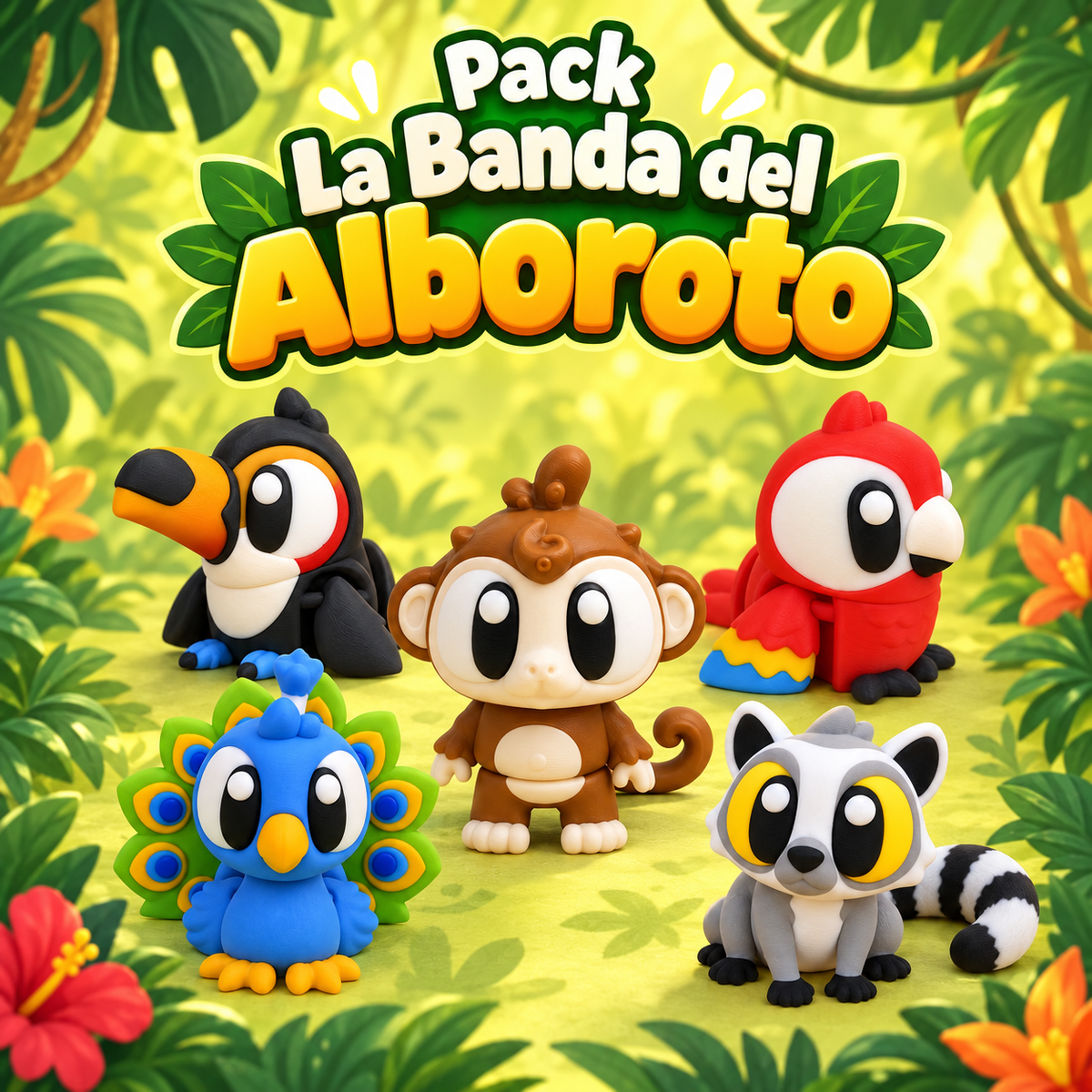 La Banda del Alboroto: pack Wompy Pals con Tuco, Mango, Miko, Zafi y Lemi.